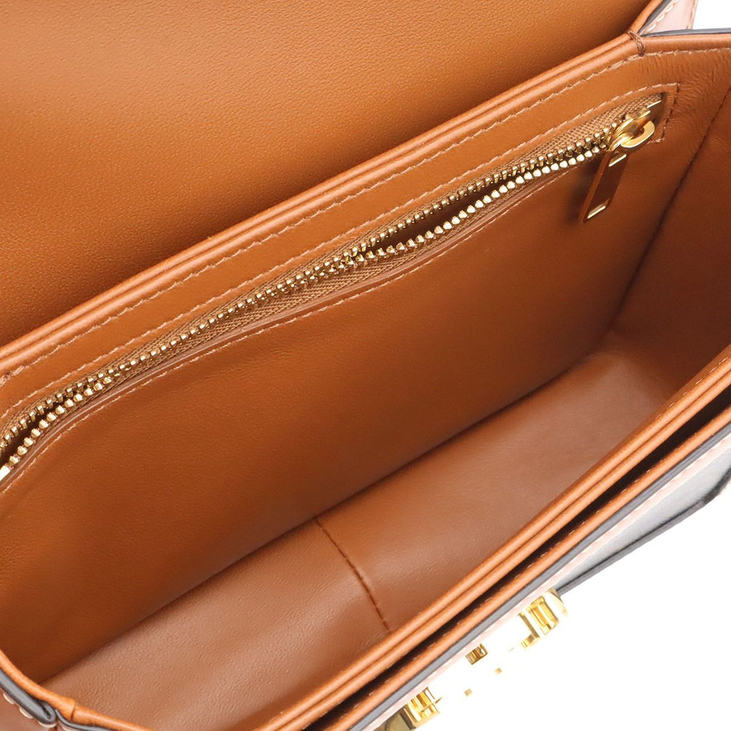 Celine Teen Triomphe Pochette Shoulder Bag Crossbody Canvas Calfskin Tan Brown — view 7