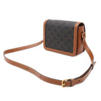 Celine Teen Triomphe Pochette Shoulder Bag Crossbody Canvas Calfskin Tan Brown — view 2