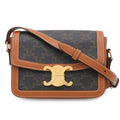 Celine Teen Triomphe Pochette Shoulder Bag Crossbody Canvas Calfskin Tan Brown