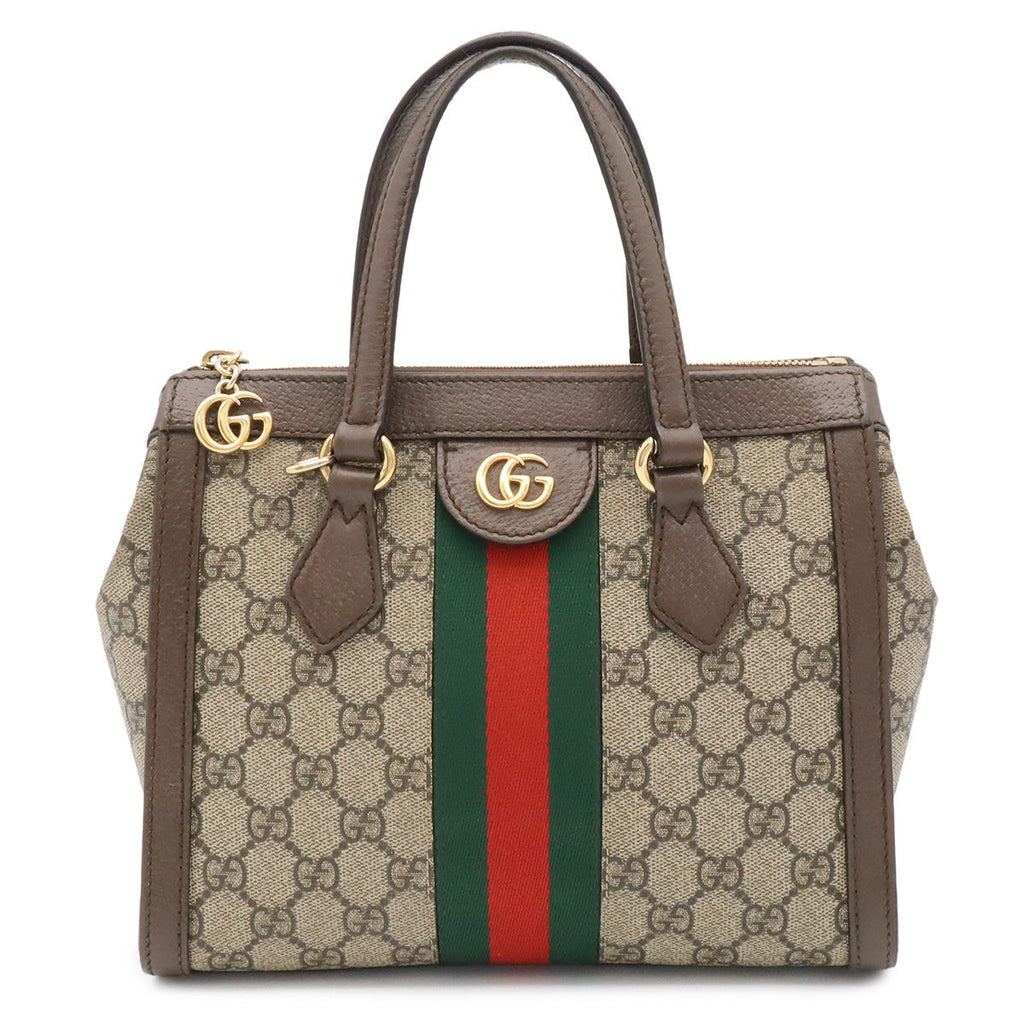 Gucci Ophidia GG Supreme Small Tote Bag Leather Beige Mocha Brown