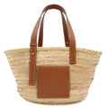 Loewe Basket Bag Medium Handbag Palm Leaf Leather Natural Tan Brown