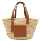 Loewe Basket Bag Medium Handbag Palm Leaf Leather Natural Tan Brown