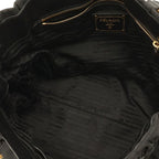 Prada Tessuto Gathered Tote 2-Way Shoulder Bag Crossbody Nylon Nero Black Gold — view 7