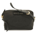 Prada Logo Jacquard Ribbon Shoulder Bag Pochette Crossbody Canvas Nero Black