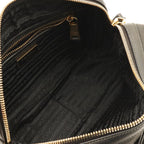 Prada Logo Jacquard Ribbon Shoulder Bag Pochette Crossbody Canvas Nero Black — view 6