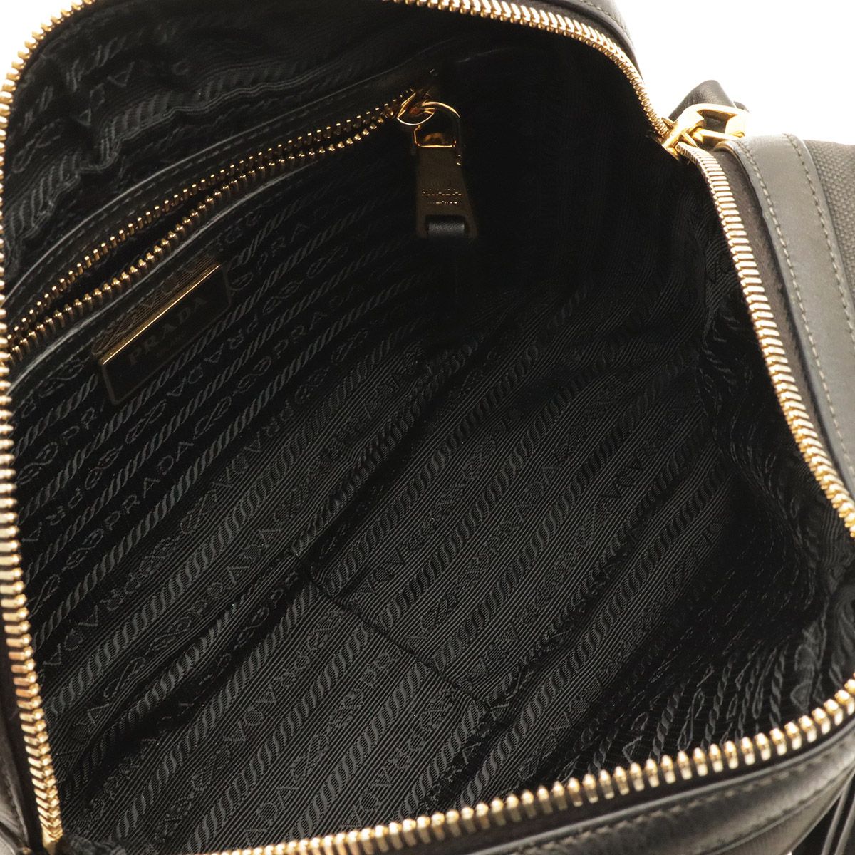 Prada Logo Jacquard Ribbon Shoulder Bag Pochette Crossbody Canvas Nero Black — view 6
