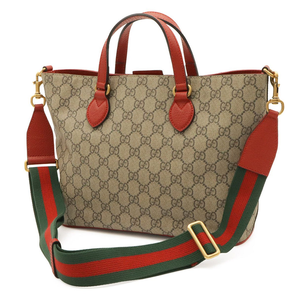 Gucci GG Supreme Bosco Patch Applique Dog Tote 2-Way Shoulder Bag Beige Red Pink — view 2