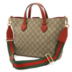 Gucci GG Supreme Bosco Patch Applique Dog Tote 2-Way Shoulder Bag Beige Red Pink — view 2