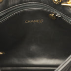 Chanel Quilted Coco Ball Chain Tote Shoulder Bag Lambskin Leather Black Gold — view 7