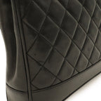 Chanel Quilted Coco Ball Chain Tote Shoulder Bag Lambskin Leather Black Gold — view 4