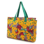 Hermes Tote Large Shoulder Bag Botanical Bird Print Canvas Yellow Green — view 2