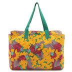 Hermes Tote Large Shoulder Bag Botanical Bird Print Canvas Yellow Green