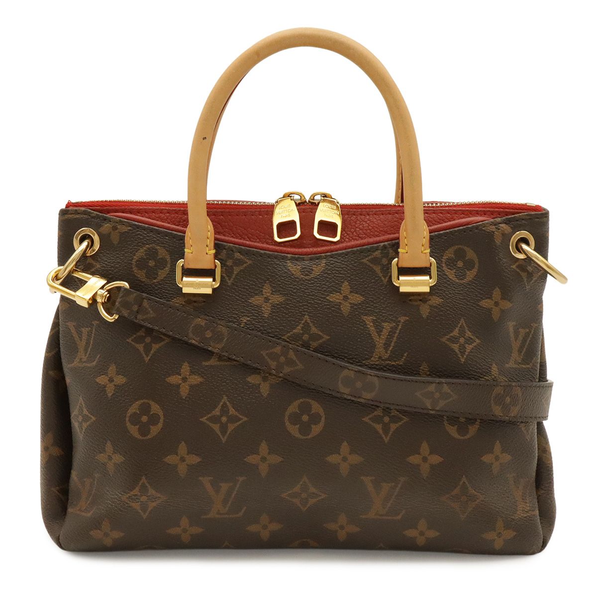 Louis Vuitton Monogram Pallas BB 2-Way Shoulder Bag Crossbody Leather Cerise Red