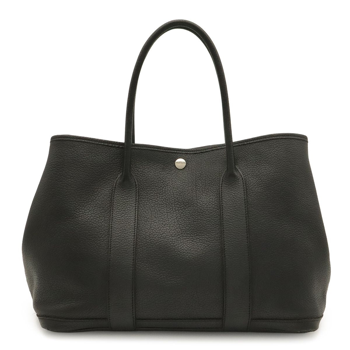 Hermes Garden Party PM Tote Bag Negonda Leather Black Silver
