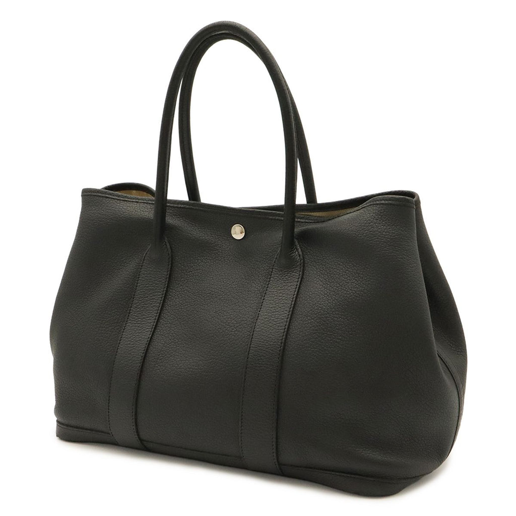 Hermes Garden Party PM Tote Bag Negonda Leather Black Silver — view 2