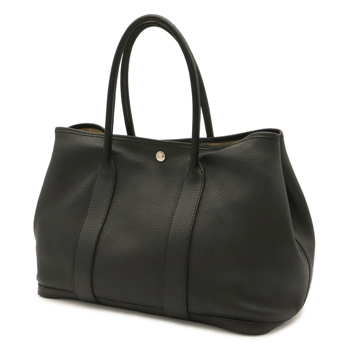 Hermes Garden Party PM Tote Bag Negonda Leather Black Silver — view 2