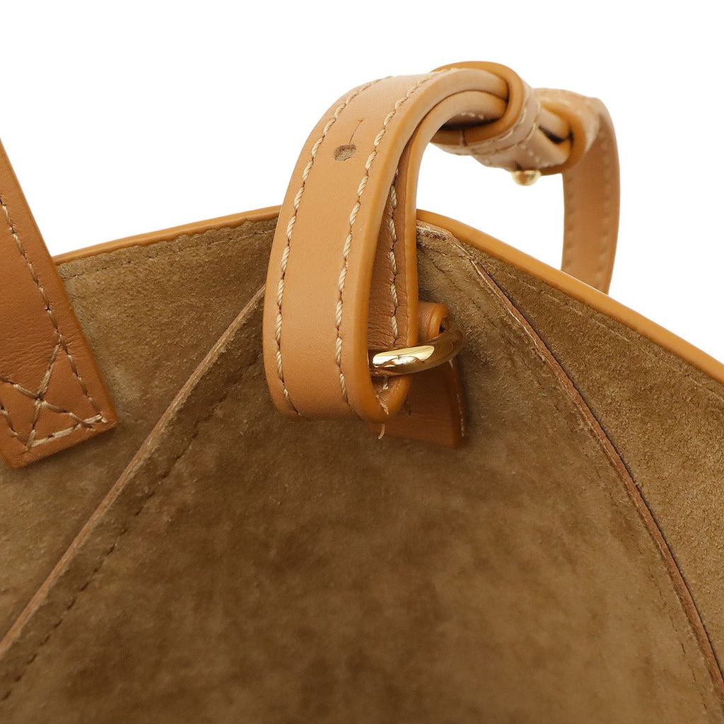 Loewe Puzzle Fold Tote Bag Mini 2-Way Shoulder Shiny Calfskin Warm Desert Camel — view 6