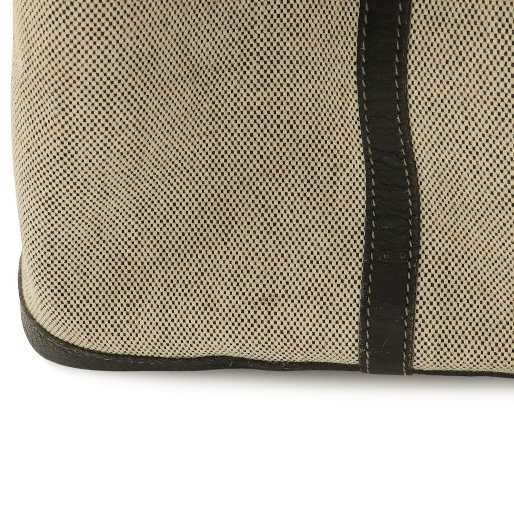 Hermes Garden Party TGM Tote Large Shoulder Bag Toile H Leather Gray Black — view 4