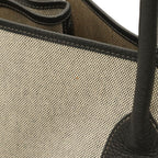 Hermes Garden Party TGM Tote Large Shoulder Bag Toile H Leather Gray Black — view 5