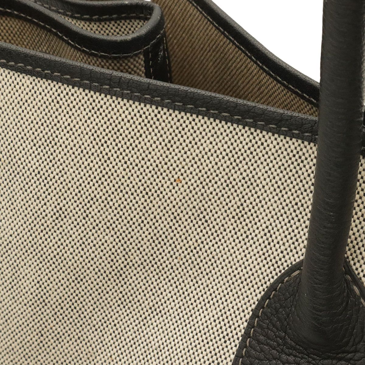 Hermes Garden Party TGM Tote Large Shoulder Bag Toile H Leather Gray Black — view 5