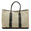 Hermes Garden Party TGM Tote Large Shoulder Bag Toile H Leather Gray Black