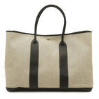 Hermes Garden Party TGM Tote Large Shoulder Bag Toile H Leather Gray Black