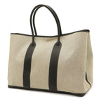 Hermes Garden Party TGM Tote Large Shoulder Bag Toile H Leather Gray Black — view 2