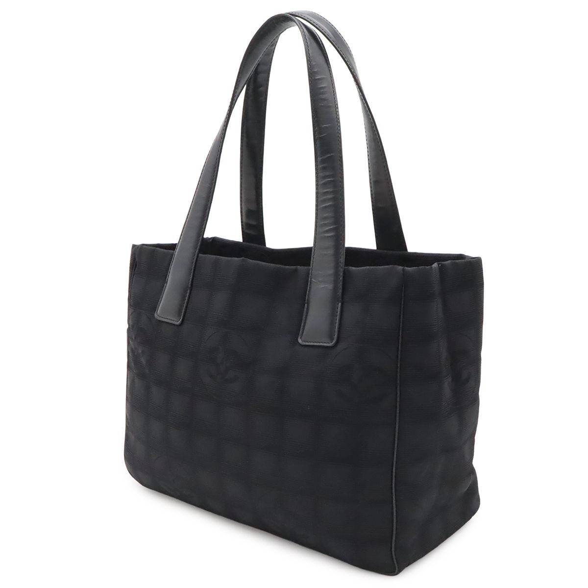 Chanel New Travel Line Tote PM Shoulder Bag Nylon Jacquard Leather Black — view 2