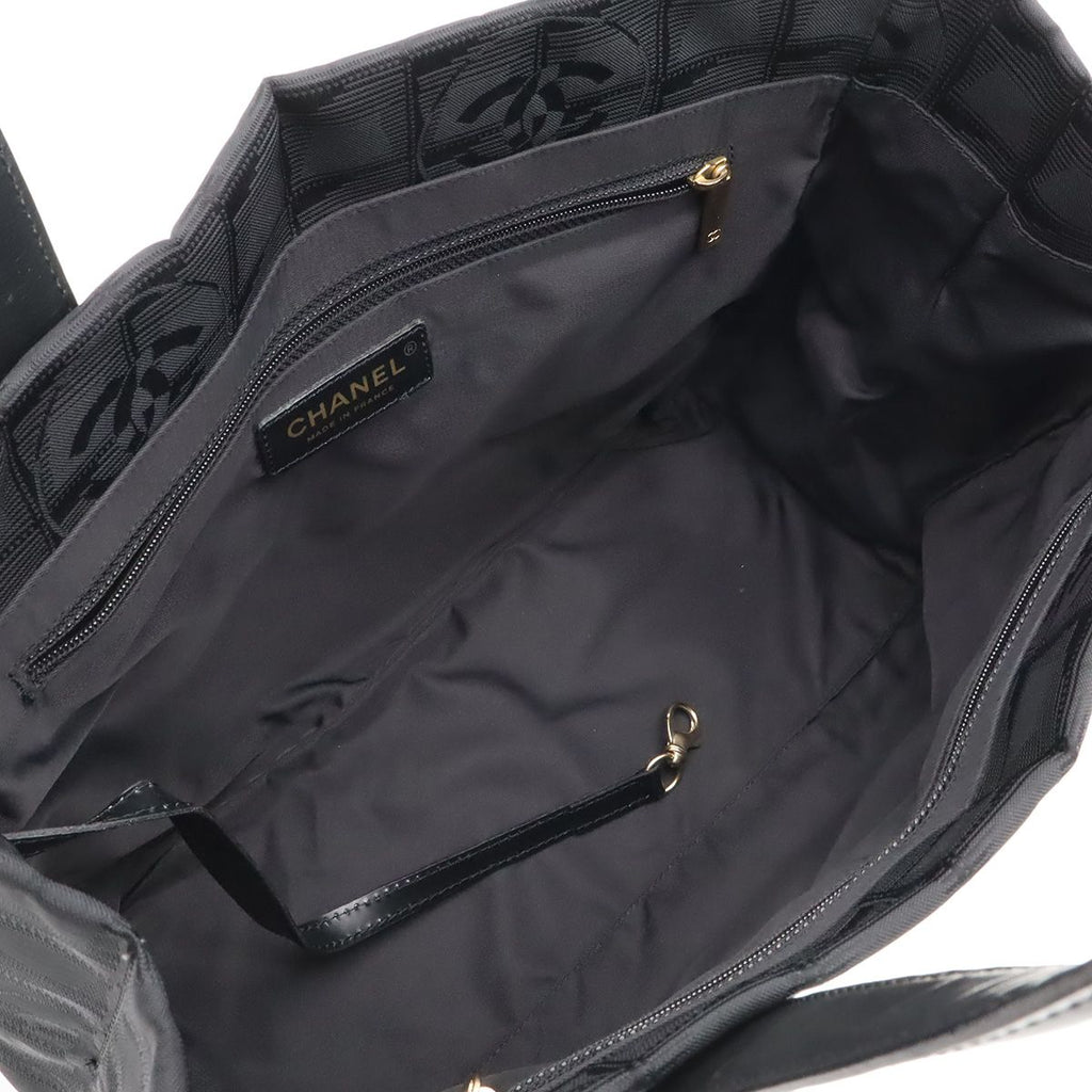 Chanel New Travel Line Tote PM Shoulder Bag Nylon Jacquard Leather Black — view 6
