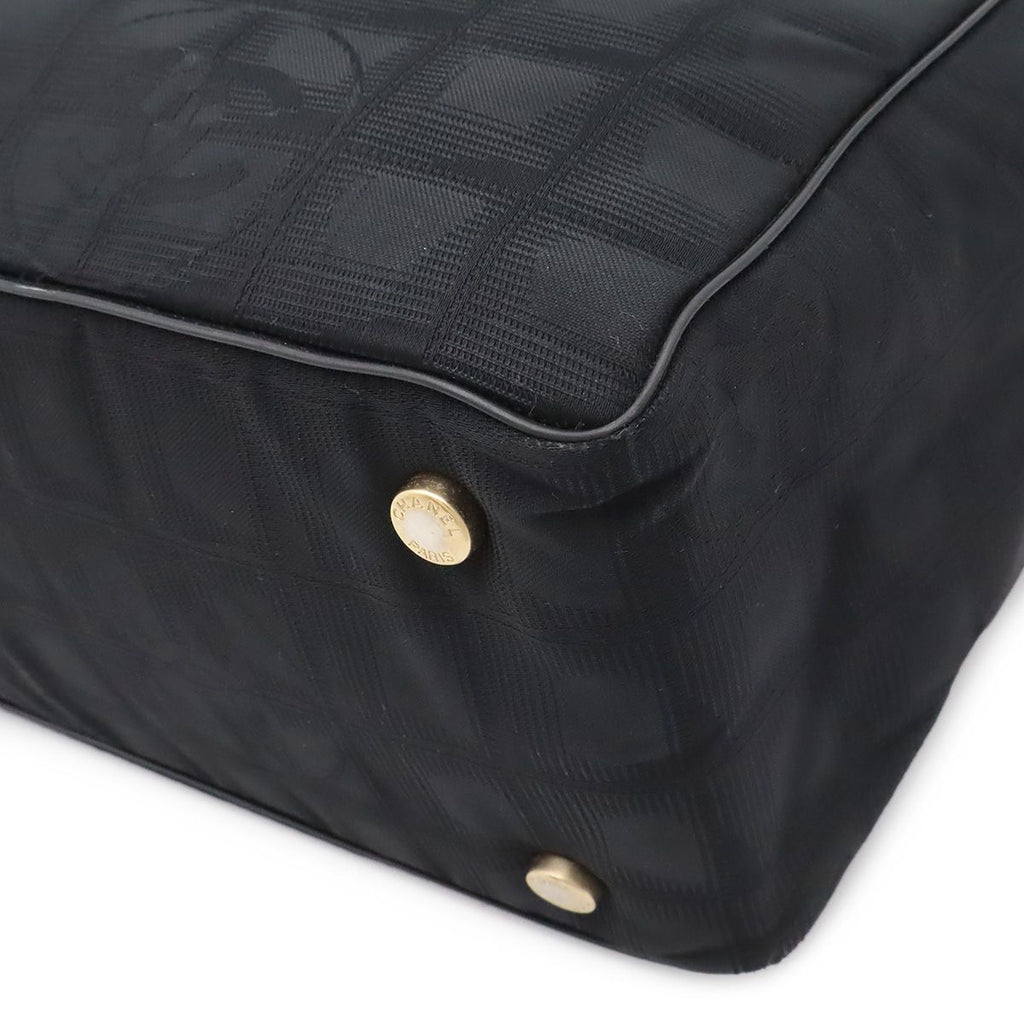 Chanel New Travel Line Tote PM Shoulder Bag Nylon Jacquard Leather Black — view 3