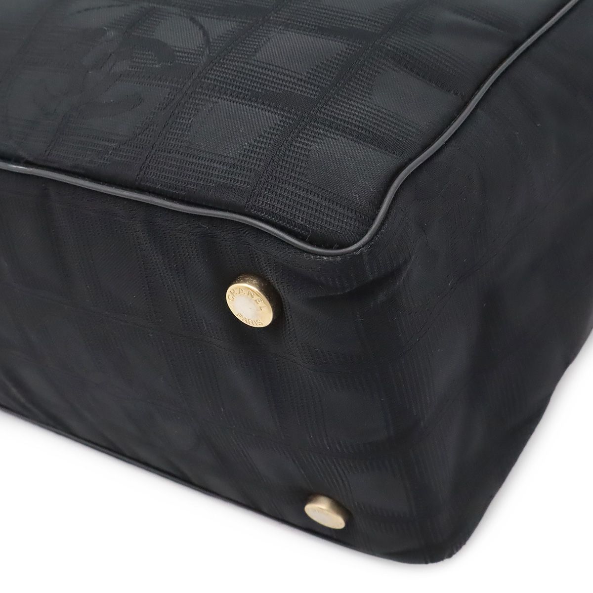 Chanel New Travel Line Tote PM Shoulder Bag Nylon Jacquard Leather Black — view 3