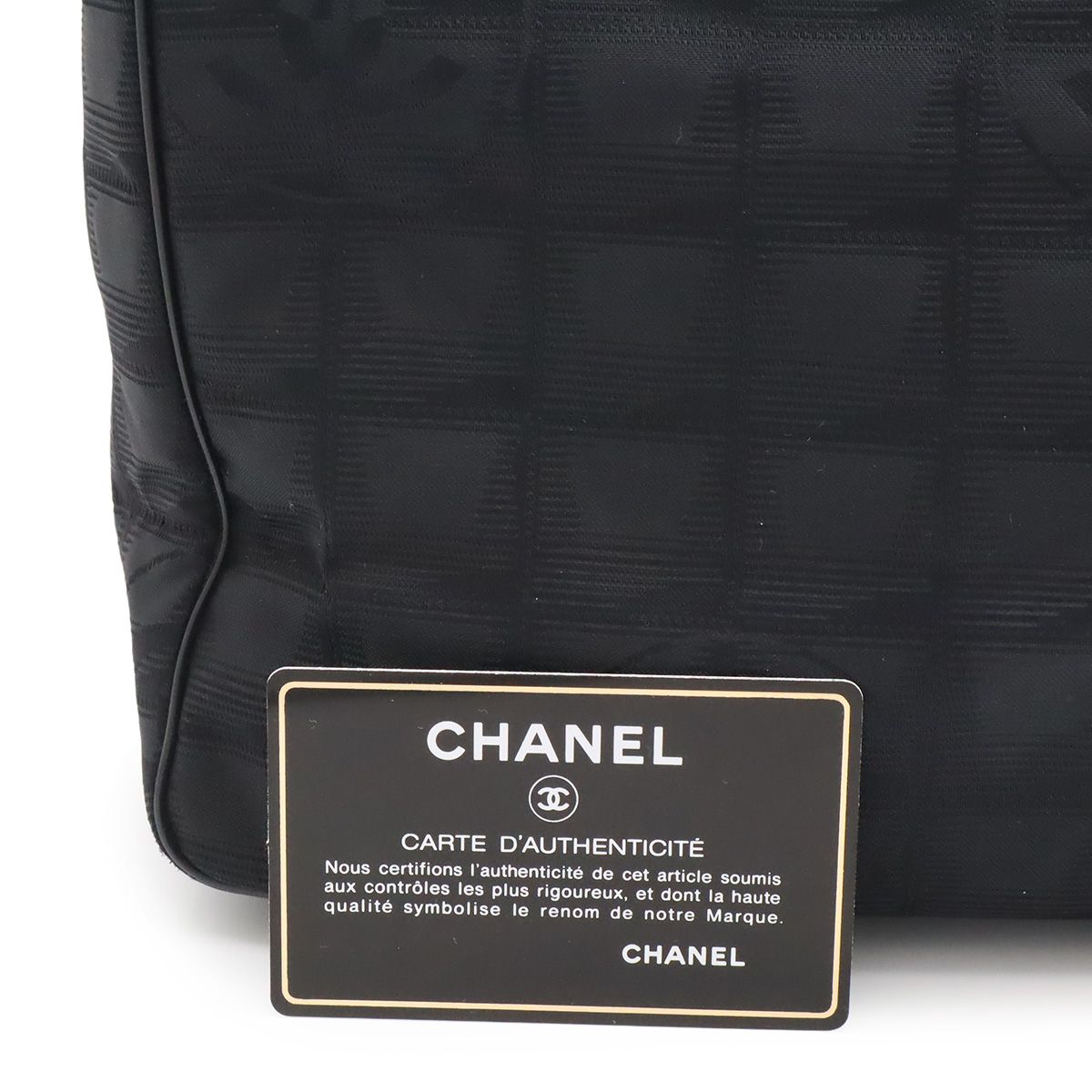Chanel New Travel Line Tote PM Shoulder Bag Nylon Jacquard Leather Black — view 7