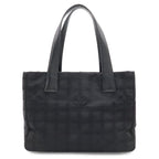 Chanel New Travel Line Tote PM Shoulder Bag Nylon Jacquard Leather Black