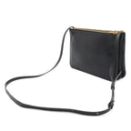 Celine Trio Large Shoulder Bag Pouch Pochette Crossbody Leather Black Gold — view 2