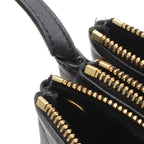 Celine Trio Large Shoulder Bag Pouch Pochette Crossbody Leather Black Gold — view 7