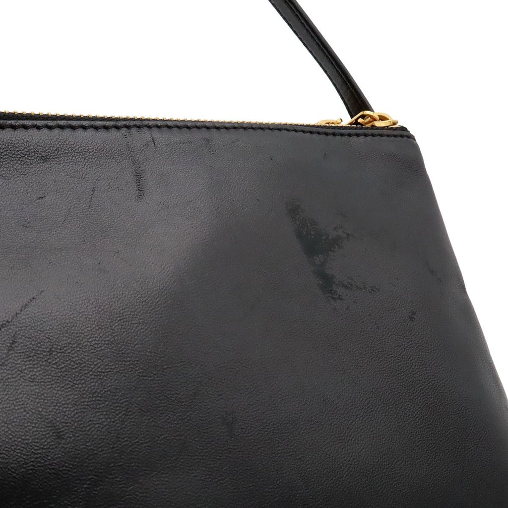 Celine Trio Large Shoulder Bag Pouch Pochette Crossbody Leather Black Gold — view 8