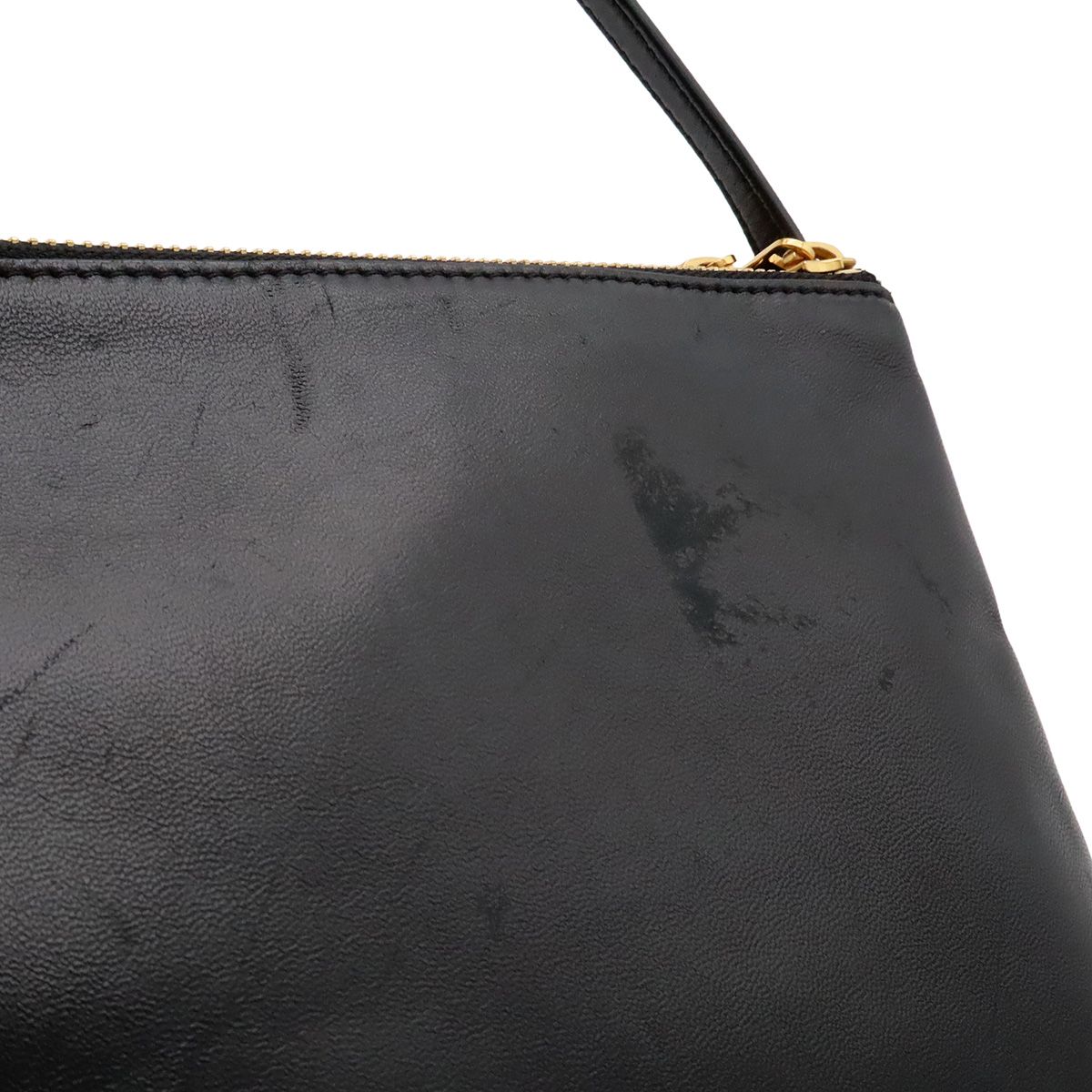 Celine Trio Large Shoulder Bag Pouch Pochette Crossbody Leather Black Gold — view 8