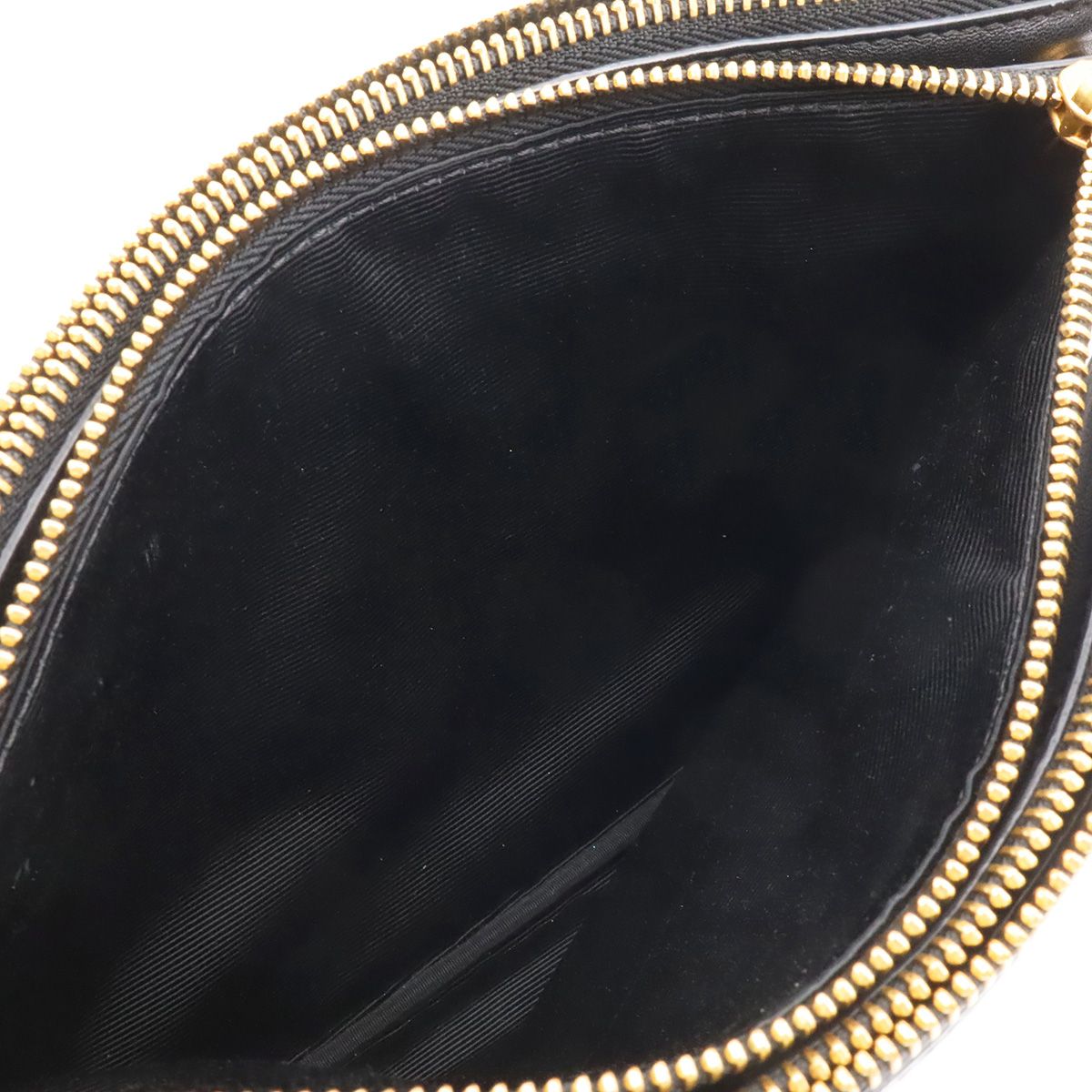 Celine Trio Large Shoulder Bag Pouch Pochette Crossbody Leather Black Gold — view 6