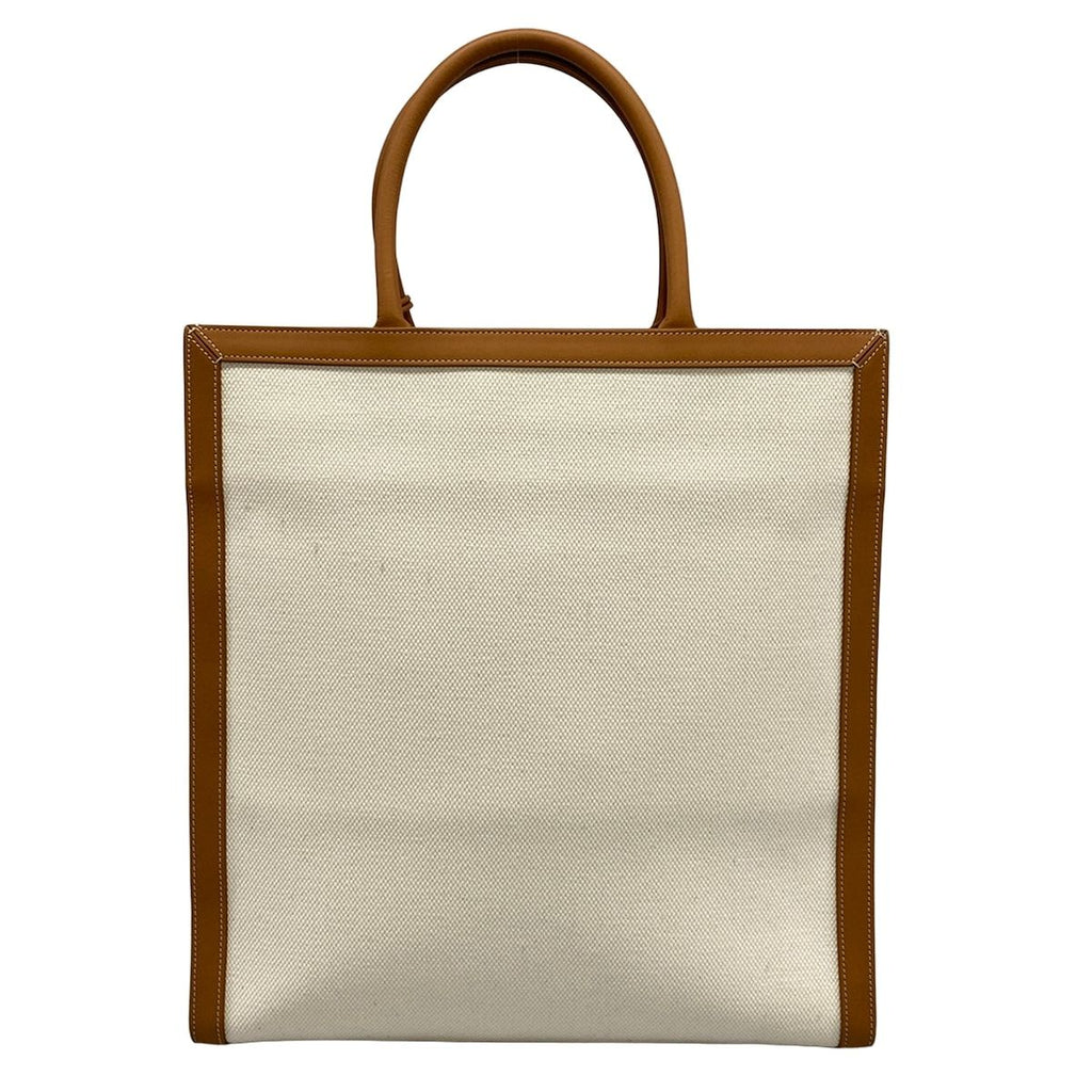 Celine Tote Bag Vertical Cabas White Black Brown Leather — view 3