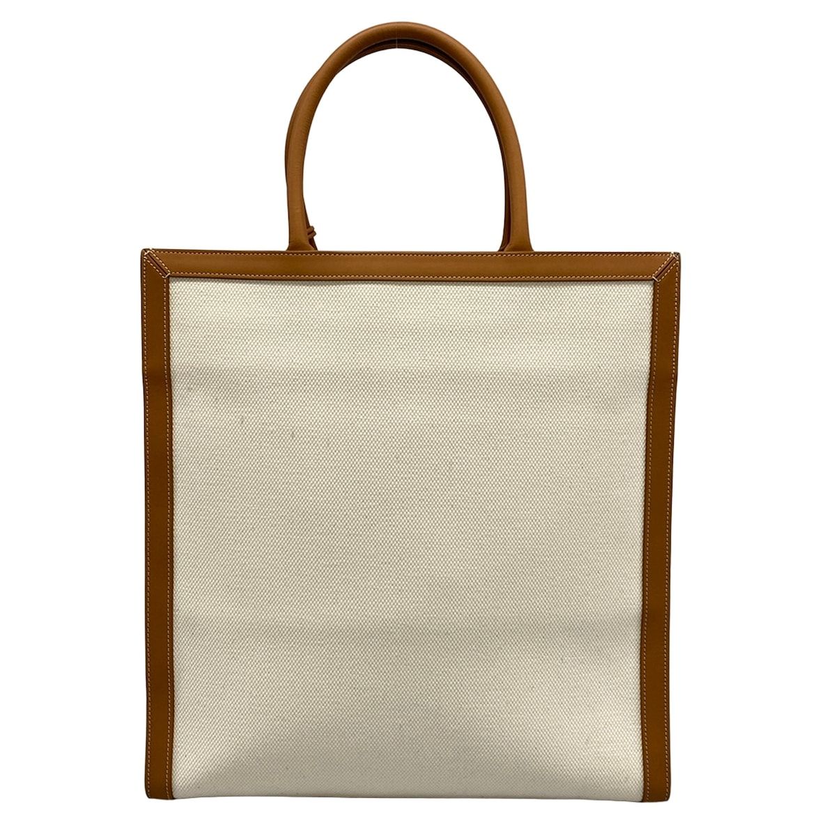 Celine Tote Bag Vertical Cabas White Black Brown Leather — view 3