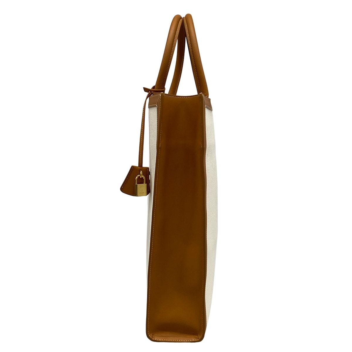 Celine Tote Bag Vertical Cabas White Black Brown Leather — view 4