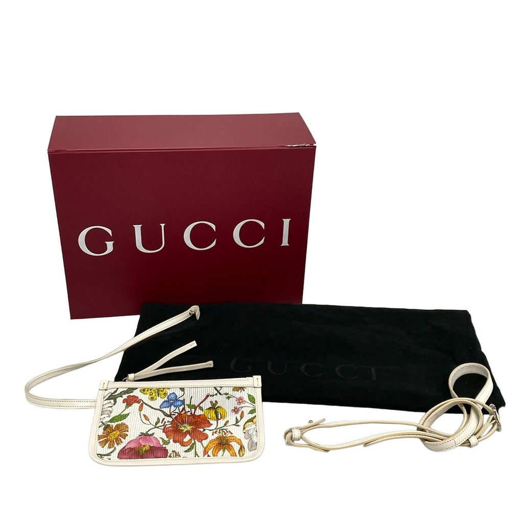 Gucci Tote Bag Giglio Small White &multicolor Mesh Flora Sherry Double G Leather — view 8
