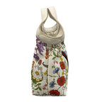 Gucci Tote Bag Giglio Small White &multicolor Mesh Flora Sherry Double G Leather — view 2