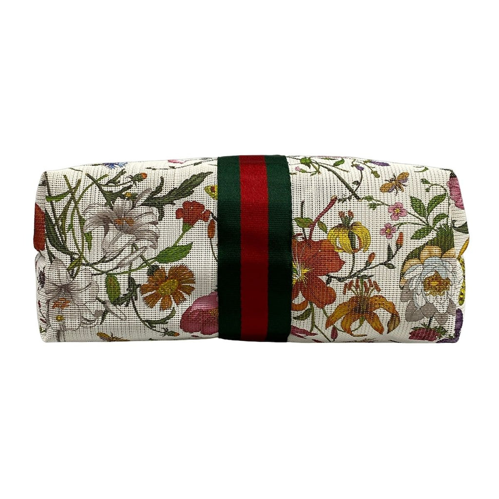 Gucci Tote Bag Giglio Small White &multicolor Mesh Flora Sherry Double G Leather — view 5