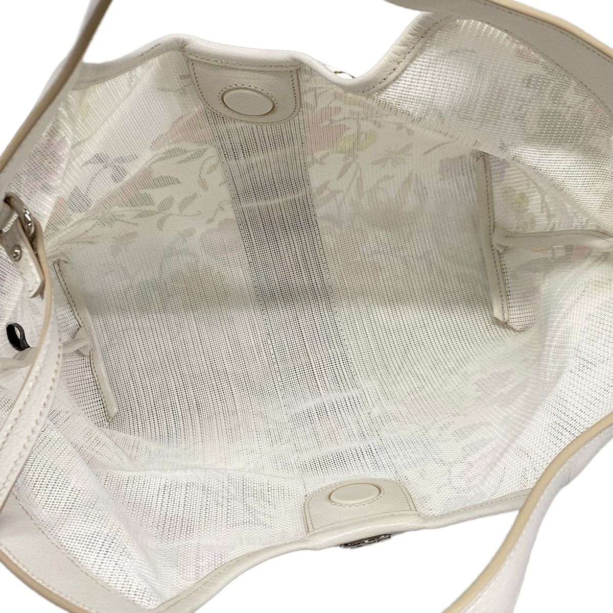 Gucci Tote Bag Giglio Small White &multicolor Mesh Flora Sherry Double G Leather — view 7