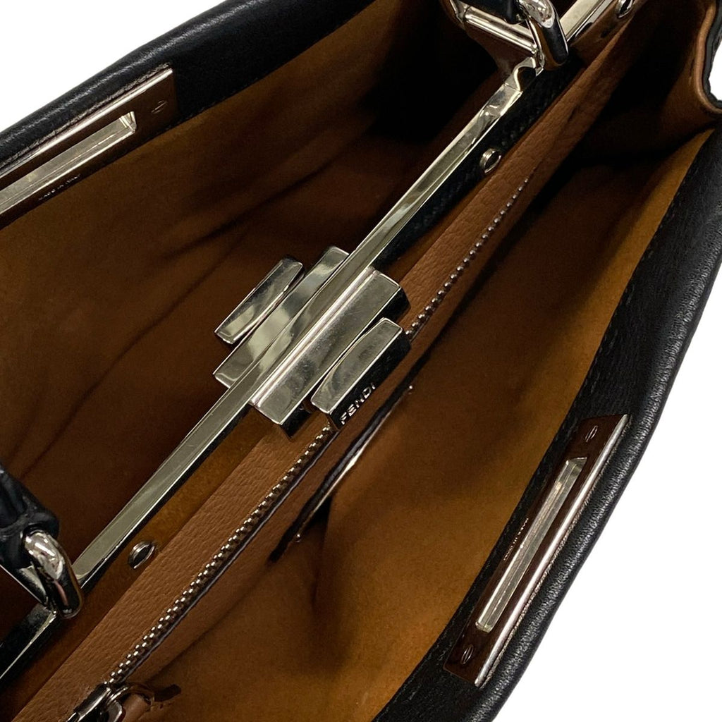 Fendi Handbageria Selleria Peekaboo Iconic Medium Black Leather Handbag — view 7