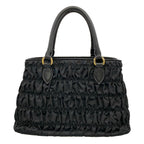 Prada Handbag Gathered Bag Black Tessuto Gaufre Leather — view 3