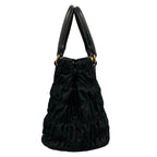 Prada Handbag Gathered Bag Black Tessuto Gaufre Leather — view 2