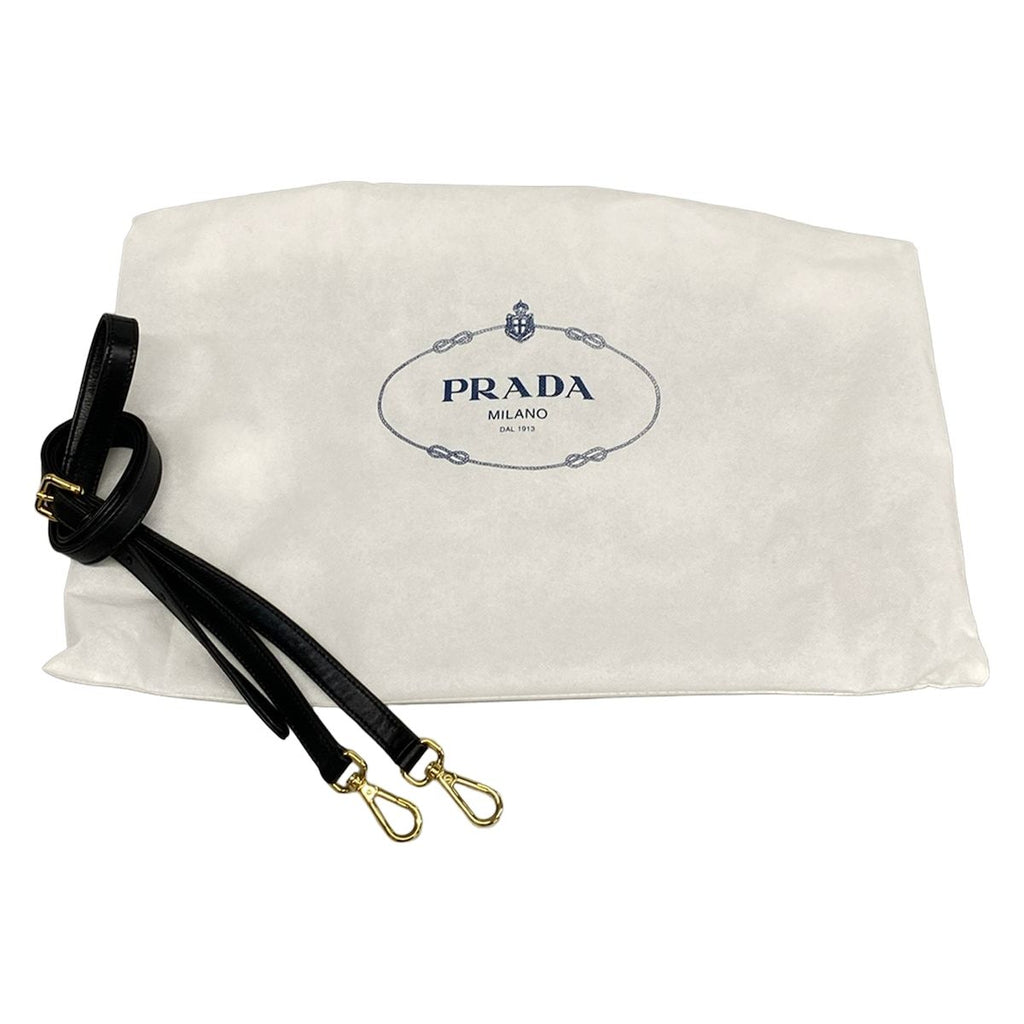 Prada Handbag Gathered Bag Black Tessuto Gaufre Leather — view 8