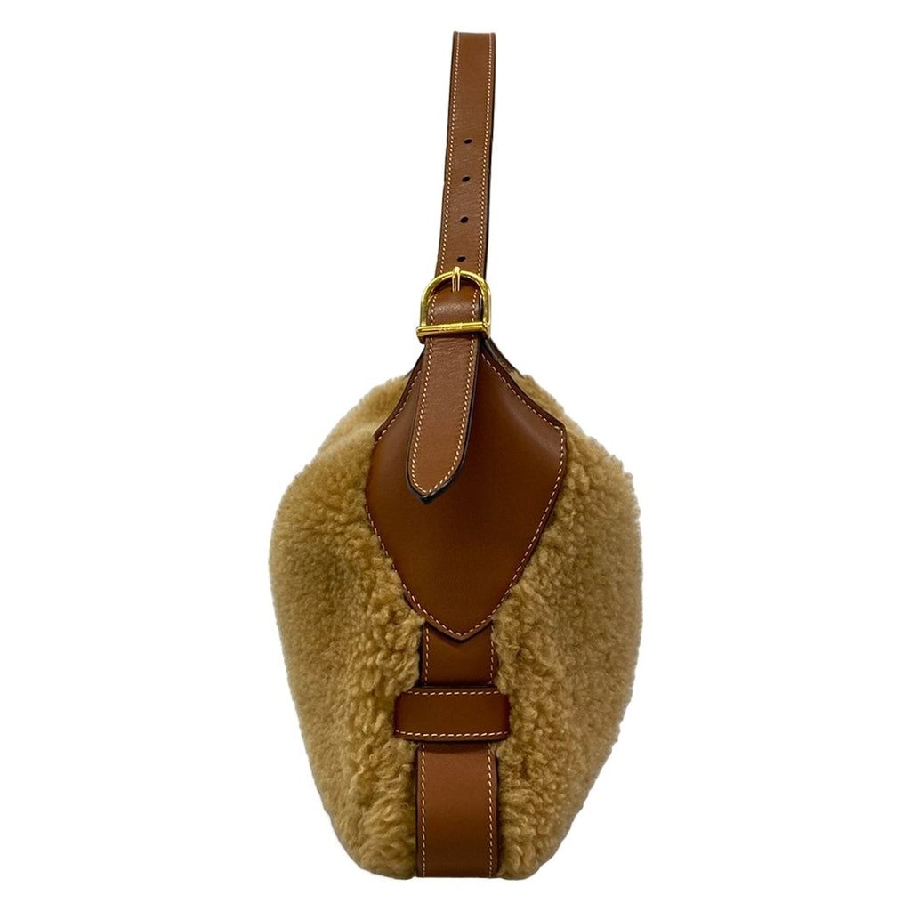 Celine Shoulder Bag Medium Romy Beige Brown Shearling — view 2